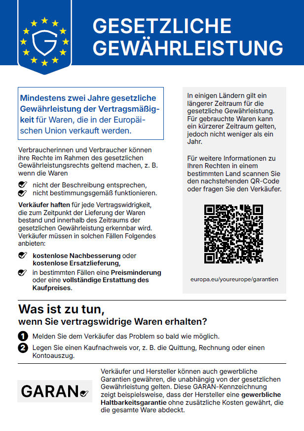 EU-Label der gesetzliche Gewährleistung