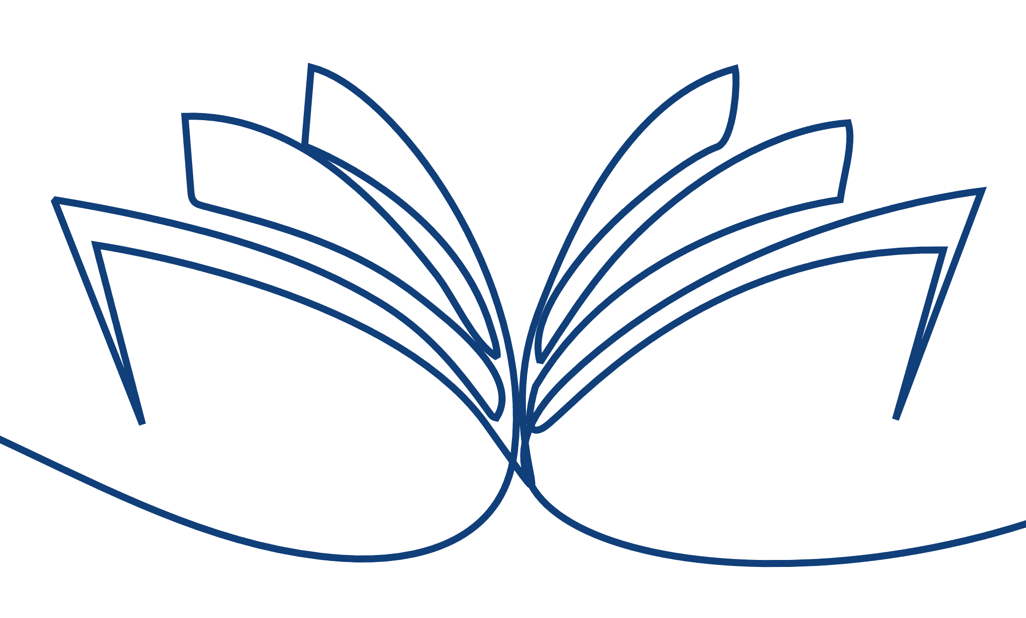 In blauen Linien Umrisse von einem aufgeschlagenen Buch vor einem transparenten Hintergrund