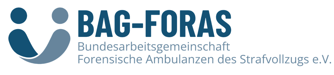 Das Logo der BAG-FORAS mit der Aufschrift "Bundesarbeitsgemeinschaft Forensische Ambulanzen des Strafvollzugs e.V."