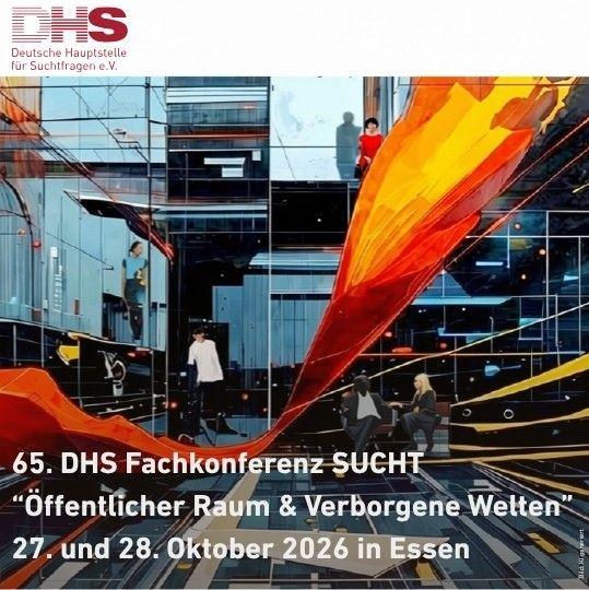 Der Ausschnitt eines Glasgebäudes mit Menschen, davor eine rot-orange Linie